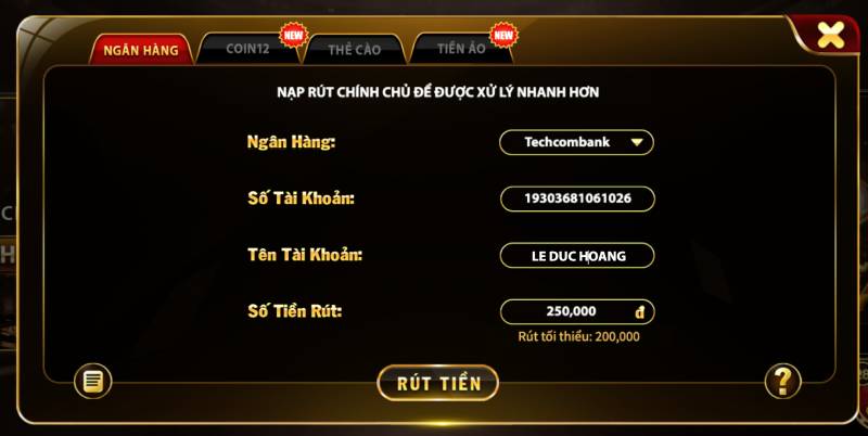 Hướng Dẫn Rút Tiền HITCLUB Nhanh Chóng và An Toàn 2 Rut Tien Qua Ngan Hang